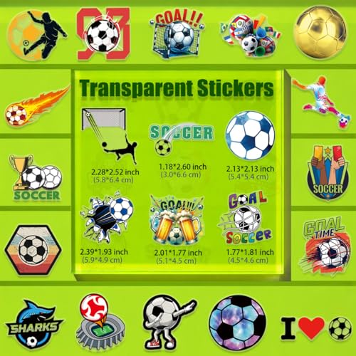 200 Soccer Stickers - Waterproof Decals for Water Bottles, Laptops, & More