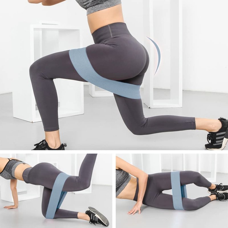 Hatha Yoga Large Resistance Band,14.5" x3.15",Fabric Exercise Loop Bands with Instruction Guide and Carry Bag, Set of 3.