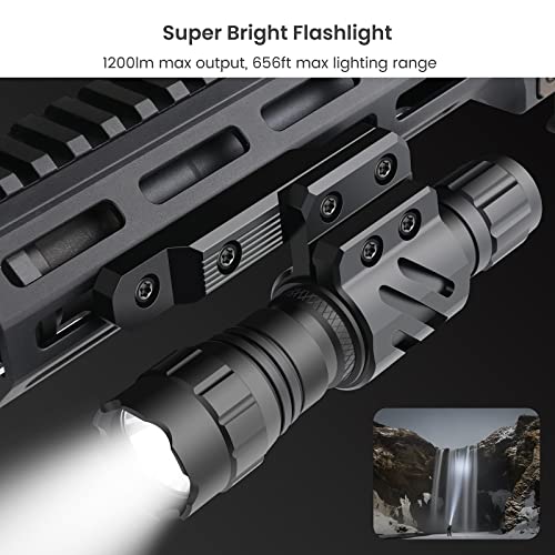 Feyachi FL14-MB Flashlight 1200 Lumen Matte Black LED Light with Flashlight Mount and Pressure Switch Included