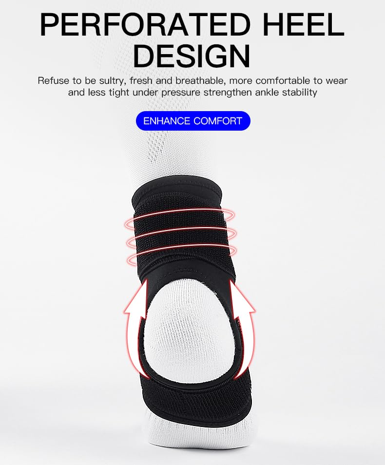 Ankle Brace Compression Sleeve - Black, Large - Plantar Fasciitis Relief