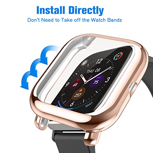 Protective Case with Screen Protector for Amazfit Bip U Pro - Black, Clear & Rose Gold