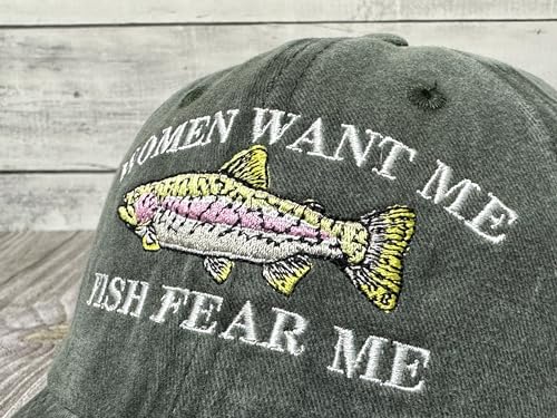 Women Want Me Embroidered Dad Hat - Washed Army Green, Adjustable Cap