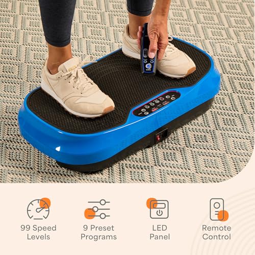 Vibration Plate Exercise Machine - Blue, 99 Speed Levels, Compact Design