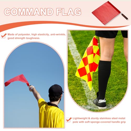 Referee Flags Set - 4 Pack Yellow with Stainless Steel Poles