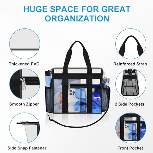 Clear Stadium Event Bag with Zipper & Adjustable Strap - 12" x 6.5" x 11.5"