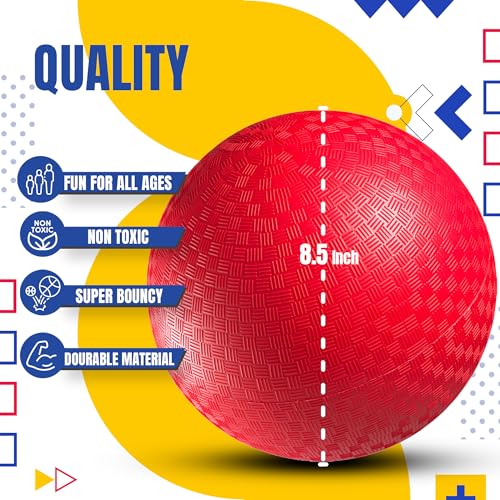 8.5-Inch Red Playground Ball with Hand Pump for Kickball & Dodgeball