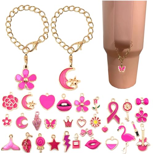 Personalized Pink Charm Set for Stanley & Simple Modern Tumblers