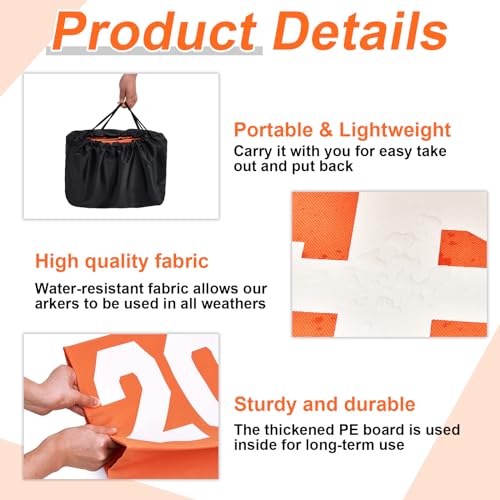 Football Yard Markers Set - 11 High Visibility Double-Sided Markers G, 10, 20, 30, 40, 50 - Orange