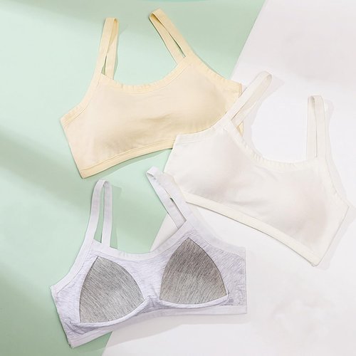 GAOIYO Teen Girls Seamless Training Bra Cotton Cami Wireless Bras Elastic (Girls Seamless Bra, 12-16 Years)