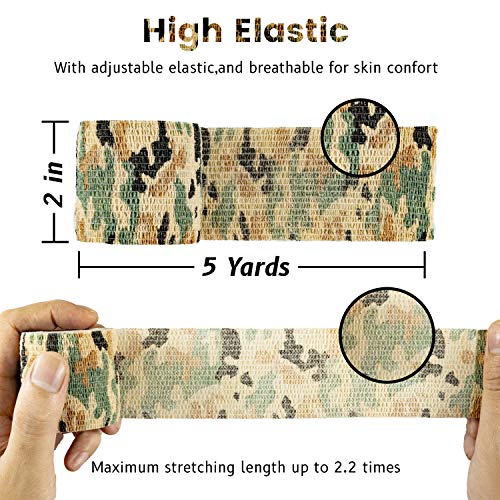 Self-Adhesive Athletic Tape - 9 Rolls, Breathable Cohesive Bandage - German Woodland Camo