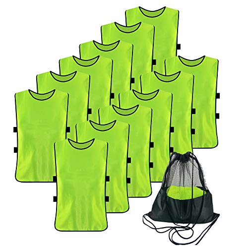 12 Pack Soccer Training Pinnies Vests for Youth & Adults