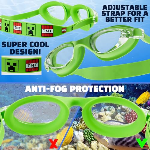 Get Trend Kids Swim Goggles and Cap Set – Anti-Fog UV, Green 6-14 Years
