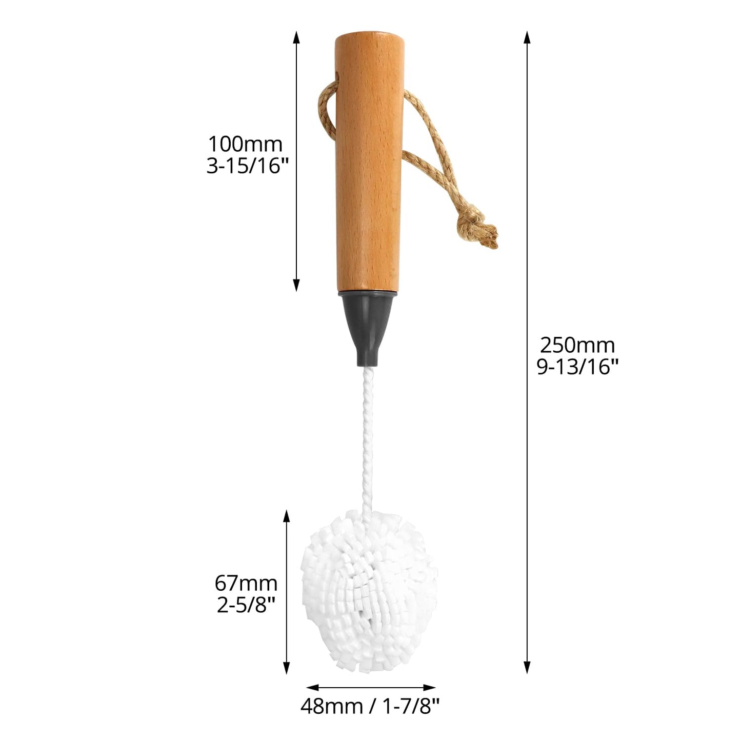 QWORK Whiskey Tasting Glass Brush - 3-Pack Natural Beech Wood Grips Foam Brush Cleaning Brushes