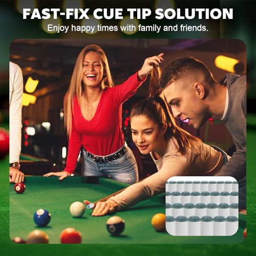 40Pcs Pool Cue Tips Replacement Kit - 4 Sizes, No Glue