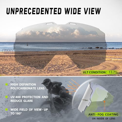 VOZAPOW Silver Motocross Goggles Anti-Fog Motorcycle Protective Eyewear