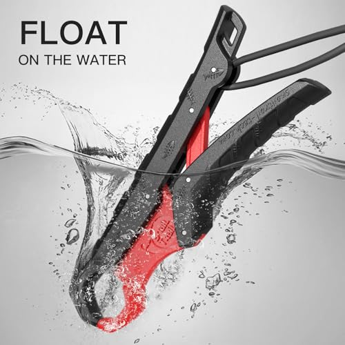 Floating Fish Gripper with Lanyard - Black-Red, 7.5"