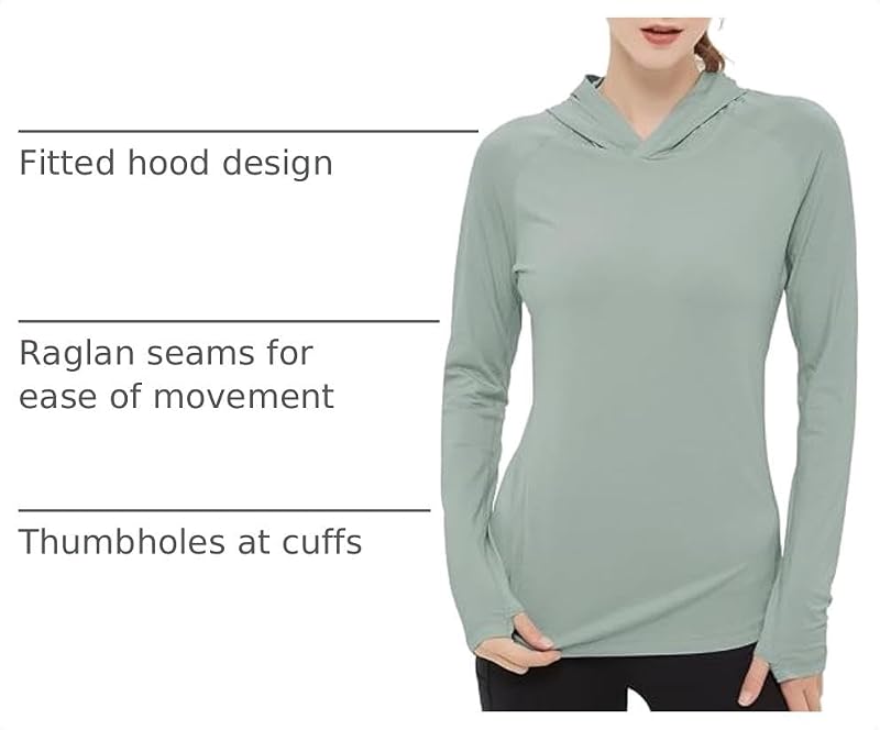 Women's Sage Large Bamboo Viscose Hoodie with UPF 50+ Sun Protection