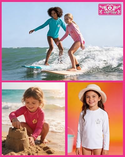Long Sleeve Rash Guard Swim Shirts - Mint & Light Pink - 2 Pack