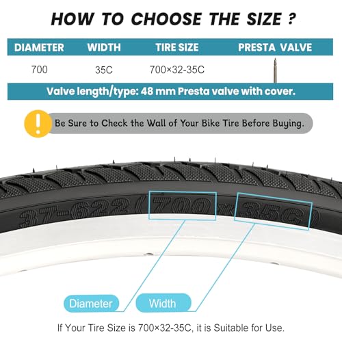 700x32-35C Bicycle Inner Tube 2-Pack for Road Bikes with Presta Valve