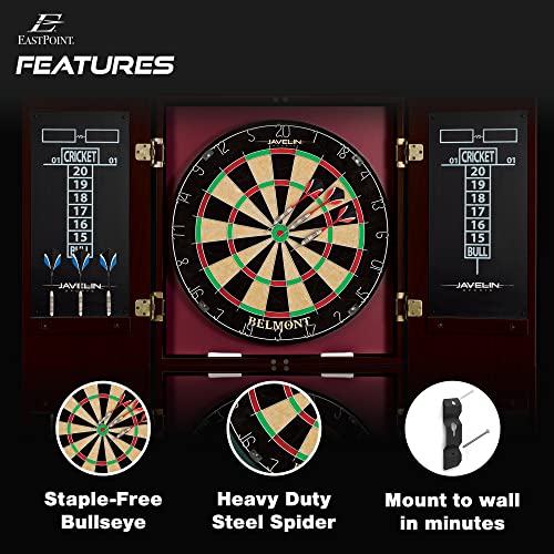 Official Size Dart Board Cabinet Set with 6 Steel Tip Darts - Black