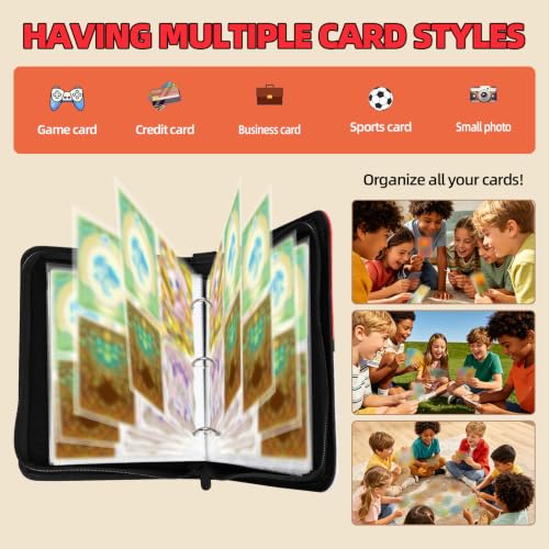 Liuzouwin Purple Trading Card Album with Zipper & 50 Removable Sleeves, Holds 400 Cards