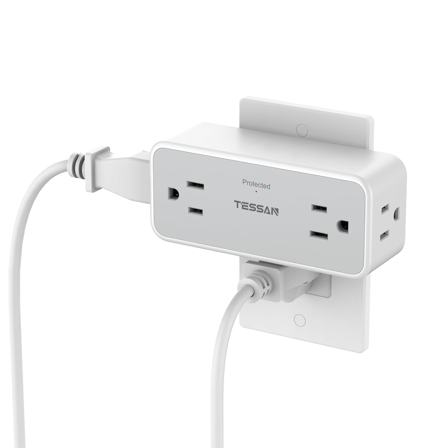 Surge Protector Outlet Extender, TESSAN 2100J Multi Plug Splitter with 4 Electrical Outlets, 3 Side Multiple Wall Plug Expander for Home Office Kitchen Dorm Room Essentials