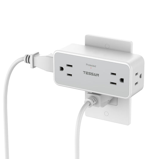 Surge Protector Outlet Extender, TESSAN 2100J Multi Plug Splitter with 4 Electrical Outlets, 3 Side Multiple Wall Plug Expander for Home Office Kitchen Dorm Room Essentials