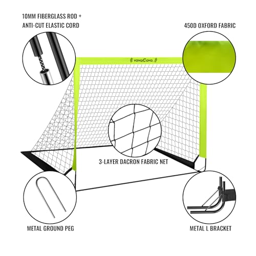 VavaCava Portable 4x3 Soccer Goal Set with 2 Goals, Balls, Cones & Accessories
