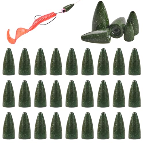 Bullet Fishing Weights - 30pcs 1/16oz Worm Sinkers for Bass Fishing
