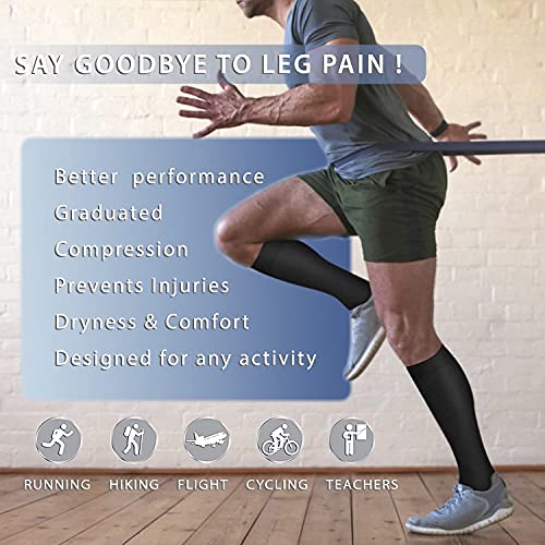 Copper Compression Socks 15-20 mmHg - 8 Pairs, Black, Large-X-Large