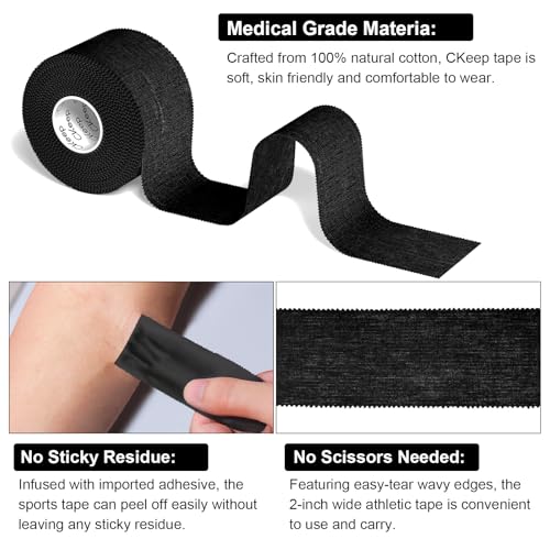 Athletic Tape - Original Cotton Waterproof Sports Tape, 1 Roll, Black