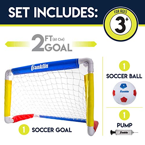 Kids Soccer Goal Set with Ball & Pump - 24" x 16" - Red/Blue/Yellow