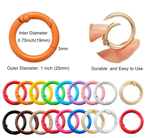 Colorful Round Carabiner Clips - 48pcs 1 Inch Key Ring Set