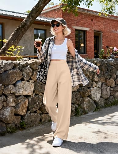 Blisset Women's High Waist Wide Leg Yoga Pants with Pockets - Soft Casual Lounge Bottoms, 29/31 Inch