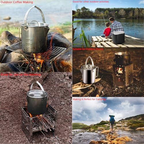 Camping Kettle 1.2L Portable Stainless Steel Coffee Pot