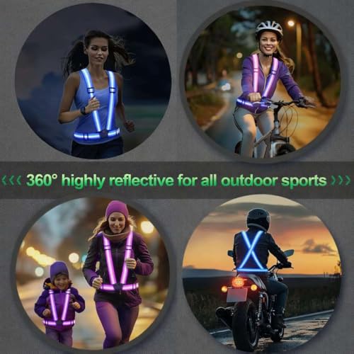High Visibility Reflective Running Vest - 2 Packs Blue & Purple