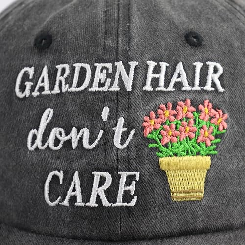 Women's Garden Baseball Cap - Adjustable Cotton Embroidered Hat - Black One Size