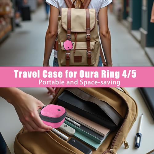 Babeezy Pink Travel Case for Oura Ring Gen 4/5 with Charging Slot | Protective Carrying Pouch