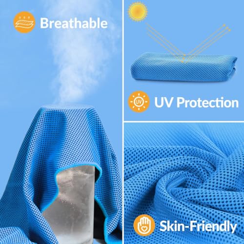 Cooling Towels 4 Pack - Neck & Face Wraps for Gym - Light Blue, Magenta, Orange, Green