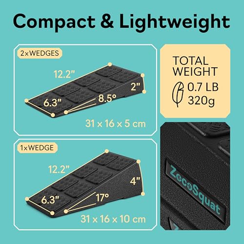 Squat Wedge Block Set - 960 LBS Capacity Slant Board - Classic & Black