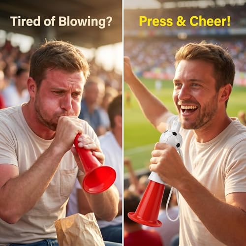 Electric Vuvuzela Cheer Horn - Loud Battery-Powered, Red