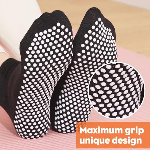 Non Slip Grip Socks Women Men Elderly 5 Pairs Hospital Grippy Slipper