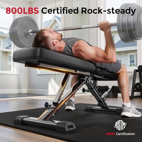 Adjustable Weight Bench - 800LBS Capacity, Foldable, FID