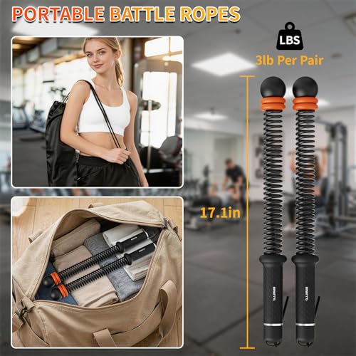 Adjustable Ropeless Battle Ropes - Cordless Weighted for HIIT