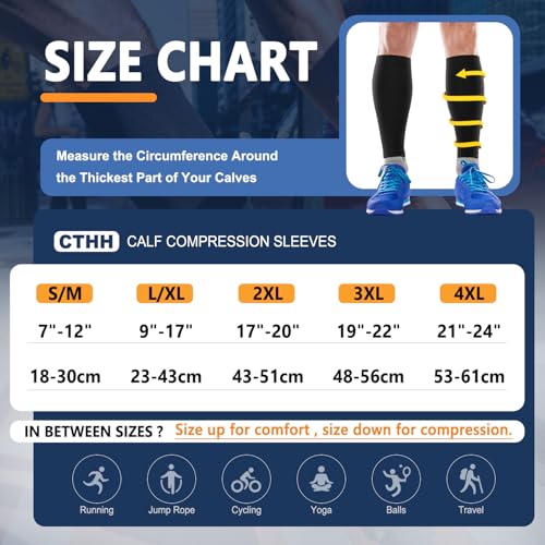 CTHH Calf Compression Sleeves XX-Large Black | Footless Calf Support for Men & Women