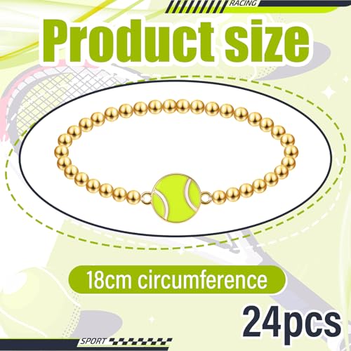 Tondiamo 24 Pcs Gold Alloy Sports Beaded Charm Bracelets Tennis Variation