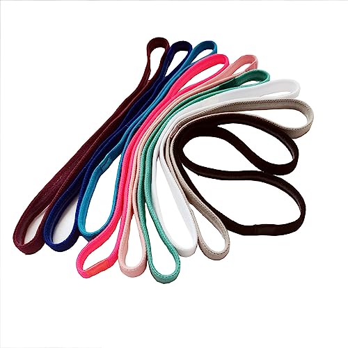 9pcs Elastic Stretchy Sports Headbands Set - Multi-Colored