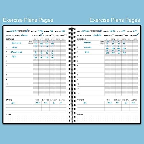 A5 Fitness Planner - Workout Log Book for Weight Loss & Gym - Black