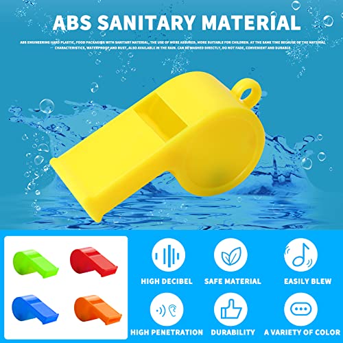 24 Pack Plastic Whistles with Lanyard - Loud Sports Safety Whistles