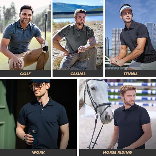 Men's Quick Dry Golf Polo Shirt - Black, X-Large